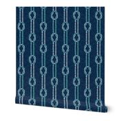 nautical rope knots - square knot - coastal (aqua and blue on dark blue) - LAD21