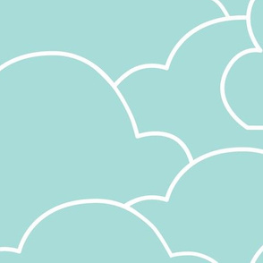 Clouds - Jumbo Size with Teal and White