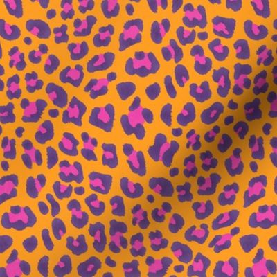 Animalier-Leopard Print-Purple & Hot Pink On Orange-M