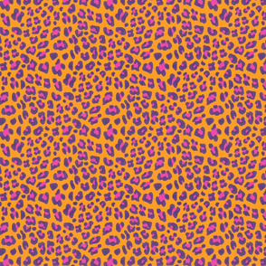 Animalier-Leopard Print-Purple & Hot Pink On Orange-M