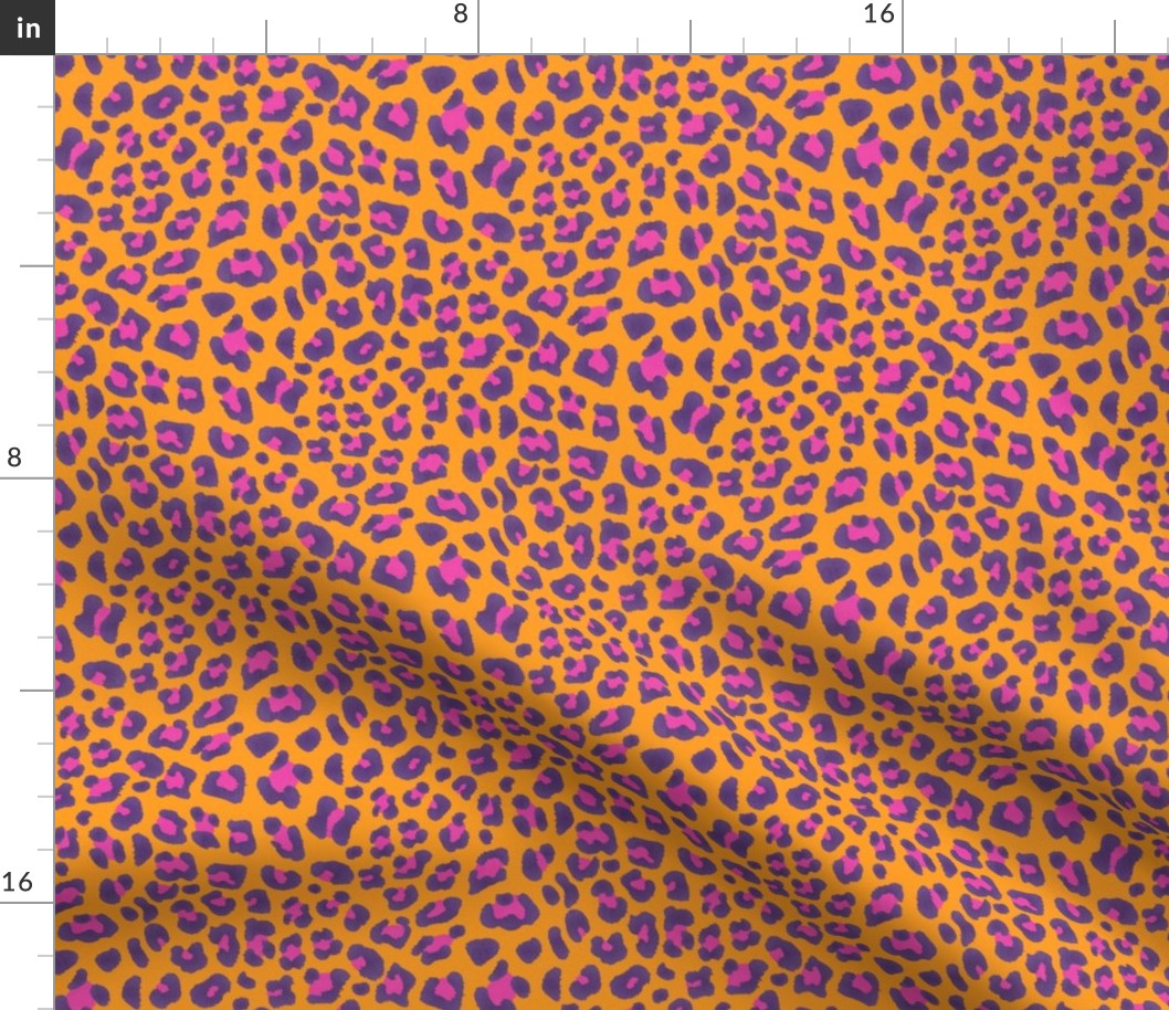 Animalier-Leopard Print-Purple & Hot Pink On Orange-M