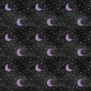 Purple and Grey Celestial  - sky with decorative moons - small