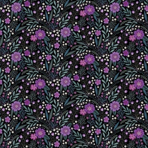 Purple and black garden floral - small