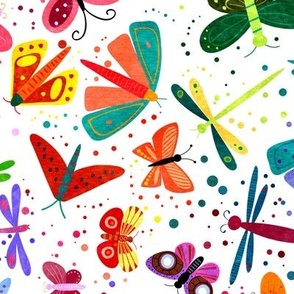 Watercolor rainbow butterflies