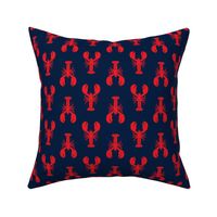 (2.25" scale) lobsters - red on navy - C21