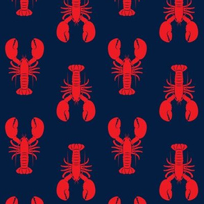 (2.25" scale) lobsters - red on navy - C21