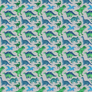 Blue Green Watercolor Dinos- Small