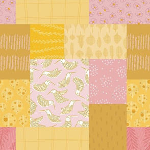 Cottage Quilt - Pink and Gold