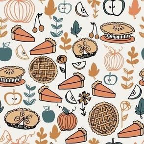 pie fabric - cute pies design, thanksgiving fabric
