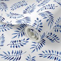 Blue leaves - smaller scale wallpaper - watercolor branches p15-1