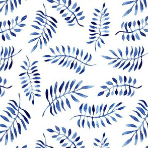 Blue leaves - smaller scale wallpaper - watercolor branches p15-1