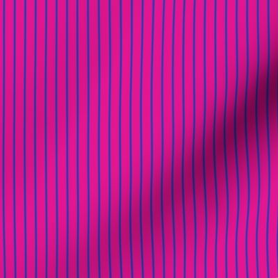 Small Vertical Pin Stripe Pattern - Vivid Magenta and Sapphire Blue