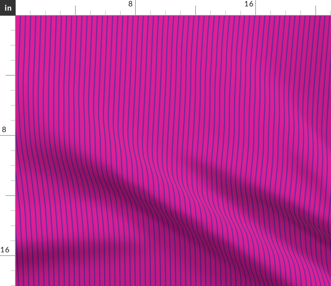 Small Vertical Pin Stripe Pattern - Vivid Magenta and Sapphire Blue