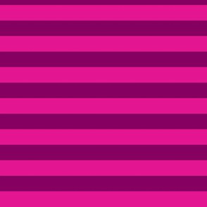 Horizontal Awning Stripe Pattern - Vivid Magenta and Rich Plum