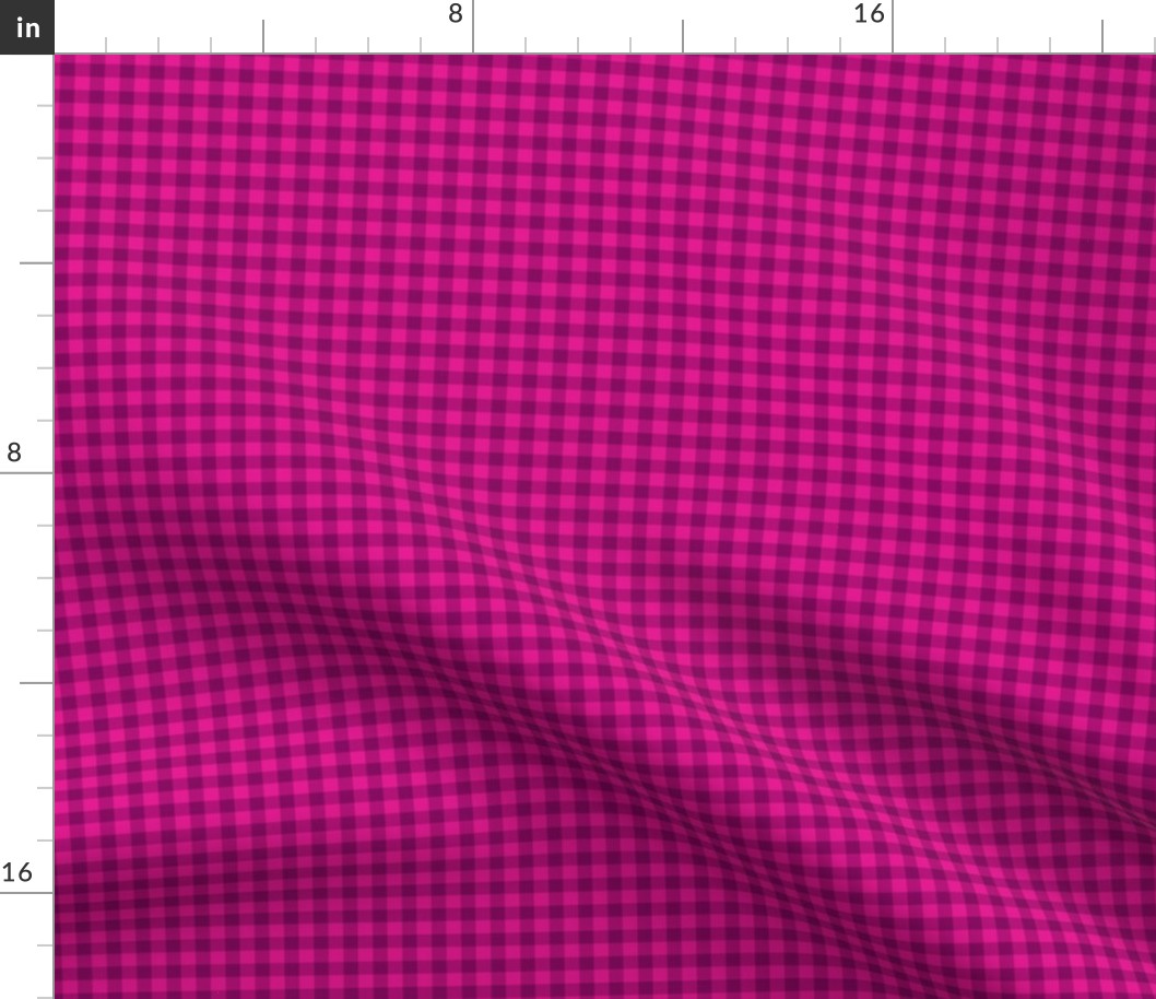 Small Gingham Pattern - Vivid Magenta and Rich Plum