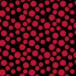 Dots of All Sizes_Red on Black_7x7