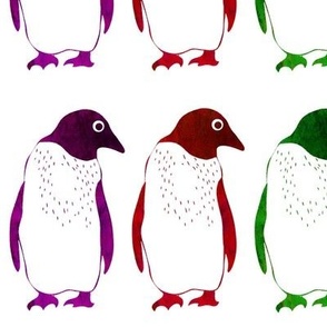 Penguins in a line multicolor