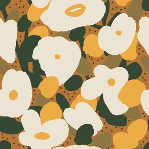 Dotty Floral Yellow and Pumpkin