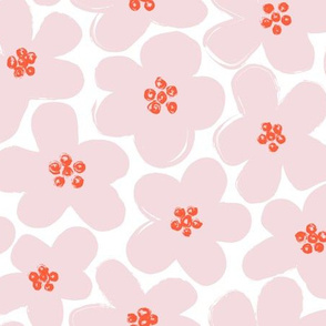 Pink Painterly Blossoms // LARGE // PINK ORANGE WHITE