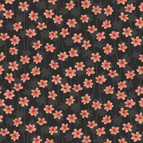 Small scale - Hepatica black meadow seamless vector pattern.