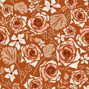 Wedding roses Rust and Gold Large scale Non directional