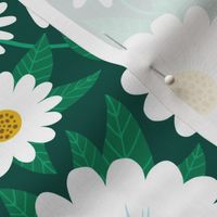 Daisy on dark green