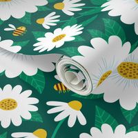 Daisy on dark green