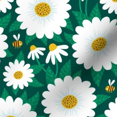 Daisy on dark green