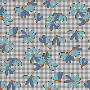 Daisy Chain Silver Gingham