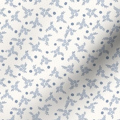 Lena Micro Floral: Slate Blue Quilting Miniature Floral Toss