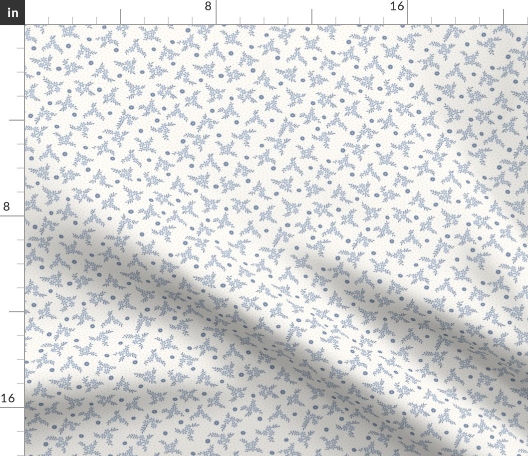 Lena Micro Floral: Slate Blue Quilting Miniature Floral Toss