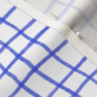 Electric Blue Hand Drawn Grid on a White Background Tea Towel Fabric