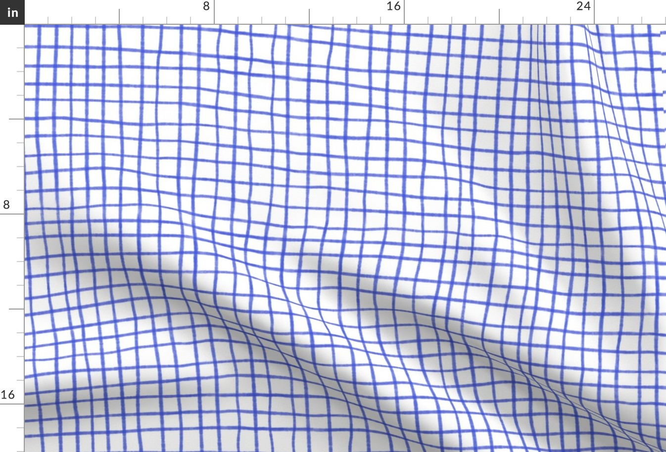 Electric Blue Hand Drawn Grid on a White Background Tea Towel Fabric