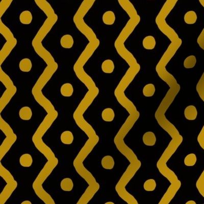 Zig Zag & Dots_Black & Gold_11x9