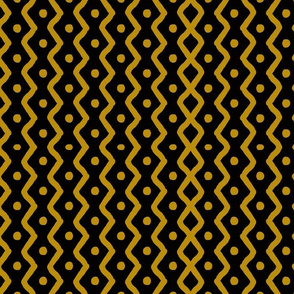 Zig Zag & Dots_Black & Gold_11x9