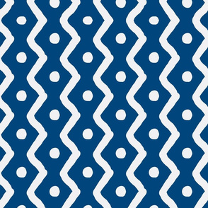 Zig Zag & Dots_Royal Blue  & White_21x16