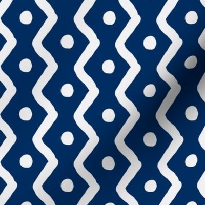 Zig Zag & Dots_Navy Blue  & White_11x9