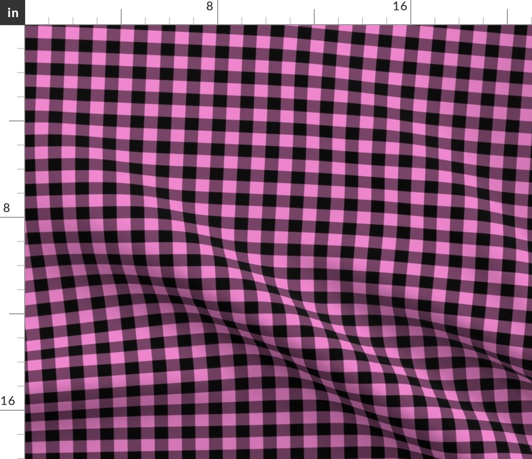 Gingham Pattern - Fuchsia Blush and Black