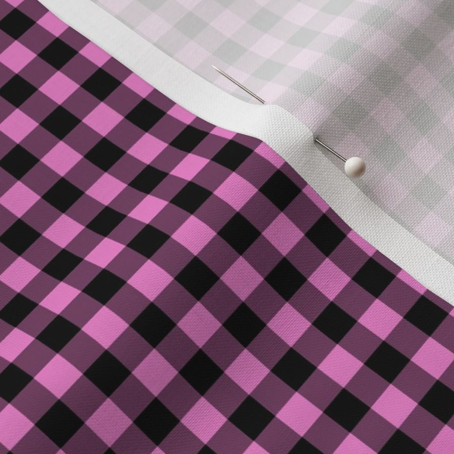 Small Gingham Pattern - Fuchsia Blush and Black