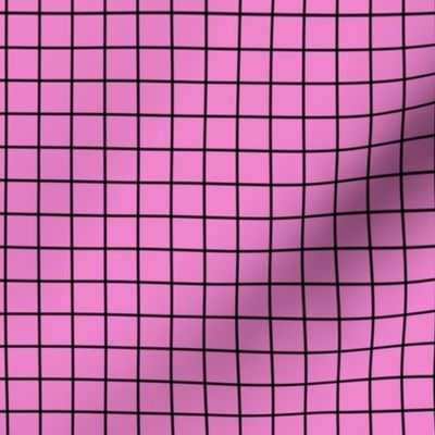 Grid Pattern - Fuchsia Blush and Black