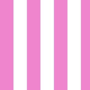Large Vertical Awning Stripe Pattern - Fuchsia Blush and White