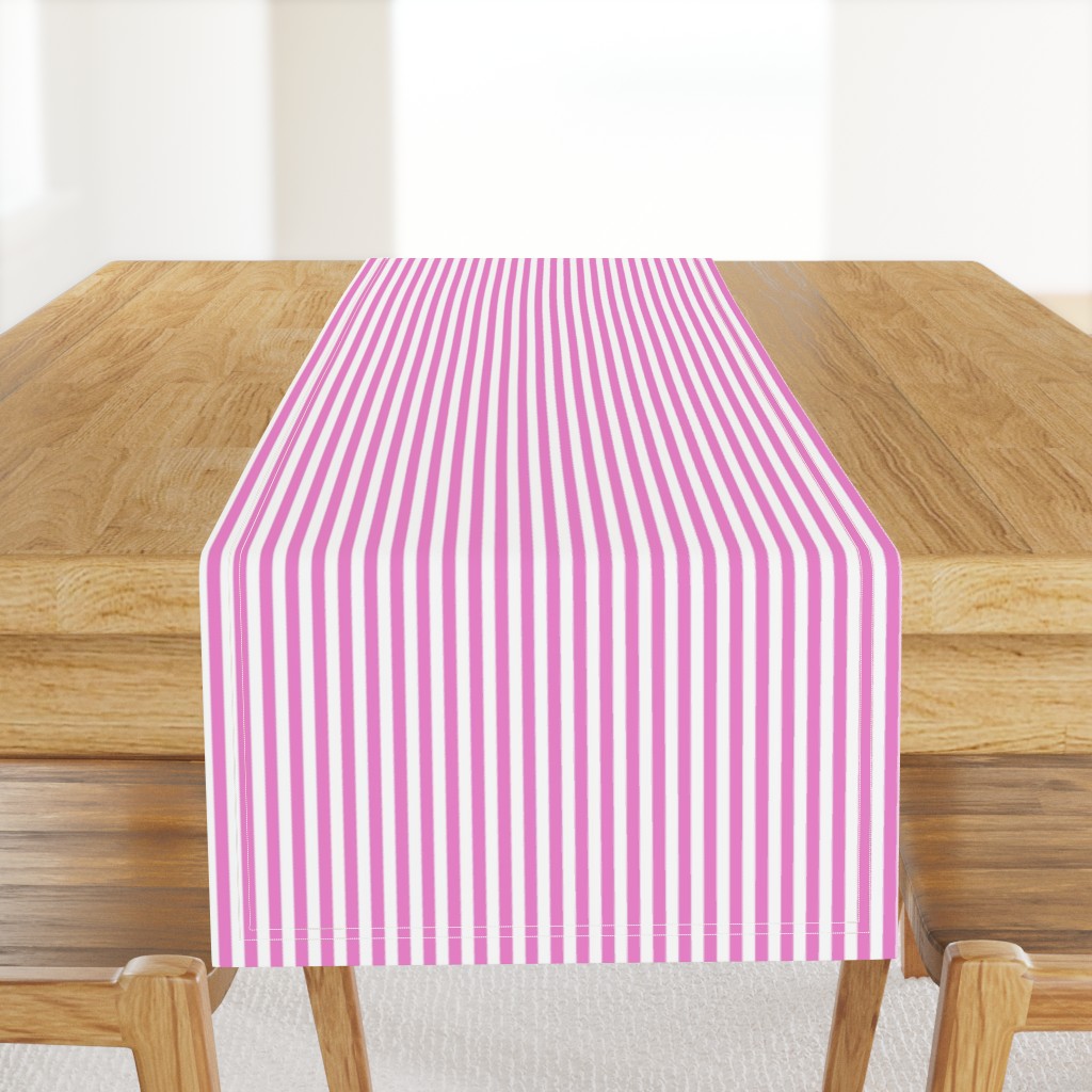 Vertical Bengal Stripe Pattern - Fuchsia Blush and White