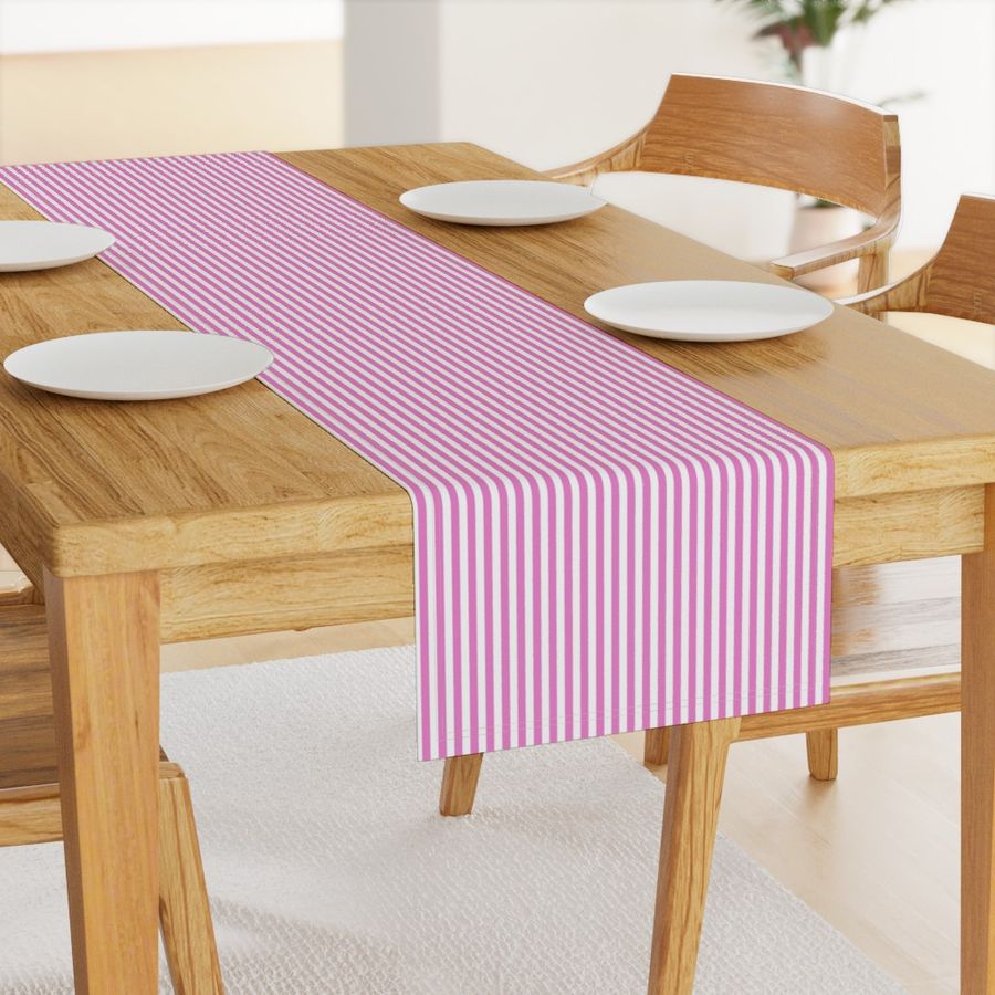 Vertical Bengal Stripe Pattern - Fuchsia Blush and White