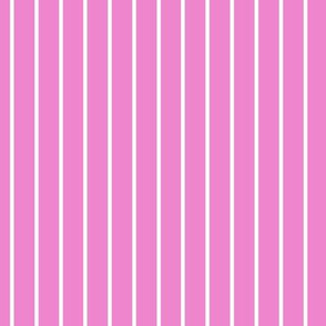 Vertical Pin Stripe Pattern - Fuchsia Blush and White