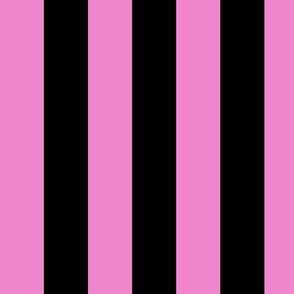 Large Vertical Awning Stripe Pattern - Fuchsia Blush and Black