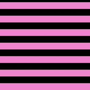 Horizontal Awning Stripe Pattern - Fuchsia Blush and Black