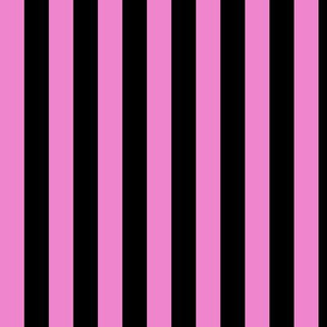 Vertical Awning Stripe Pattern - Fuchsia Blush and Black