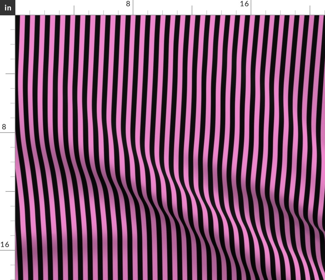 Vertical Bengal Stripe Pattern - Fuchsia Blush and Black