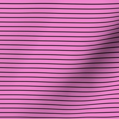 Small Horizontal Pin Stripe Pattern - Fuchsia Blush and Black