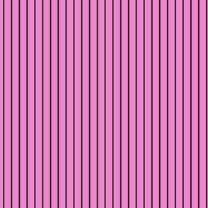 Small Vertical Pin Stripe Pattern - Fuchsia Blush and Black